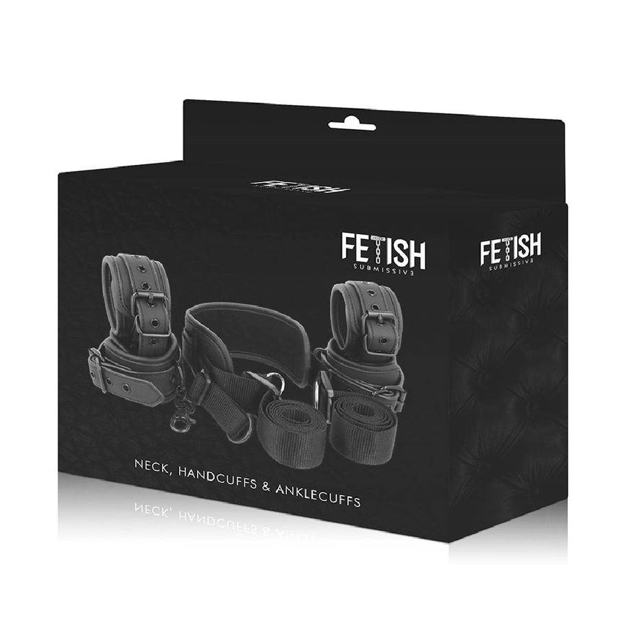 Imbracatura BDSM Fetish Submissive - Kit Bondage Posizione Master con 4 Manette in Neoprene