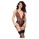 Chilirose CR 4722 Body Crotchless Rosso con Calze Taglia XL