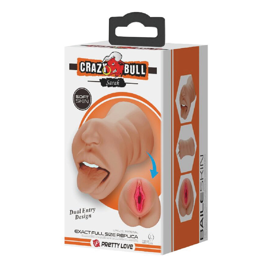 Crazy Bull Sarah Doppio Masturbatore Bocca e Vagina in TPR Carne