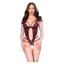 Chilirose CR 4889 Body Nero e Rosso in Pizzo Floreale L/XL
