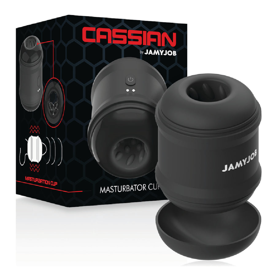 Jamyjob Cassian Masturbatore Vibrante IPX7 Doppia Apertura Nero