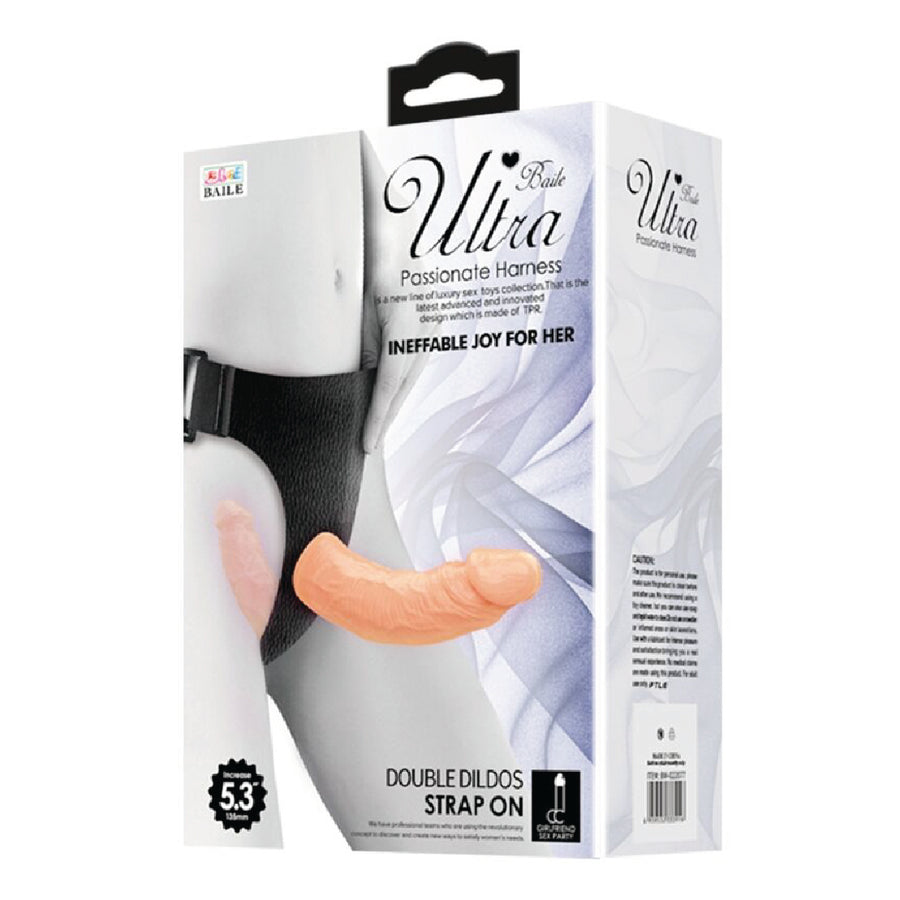 Baile Doppio Dildo con Imbracatura Regolabile in TPR Naturale