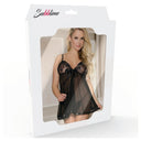 Subblime Babydoll Floreale Nero con Lacci e Perizoma L/XL