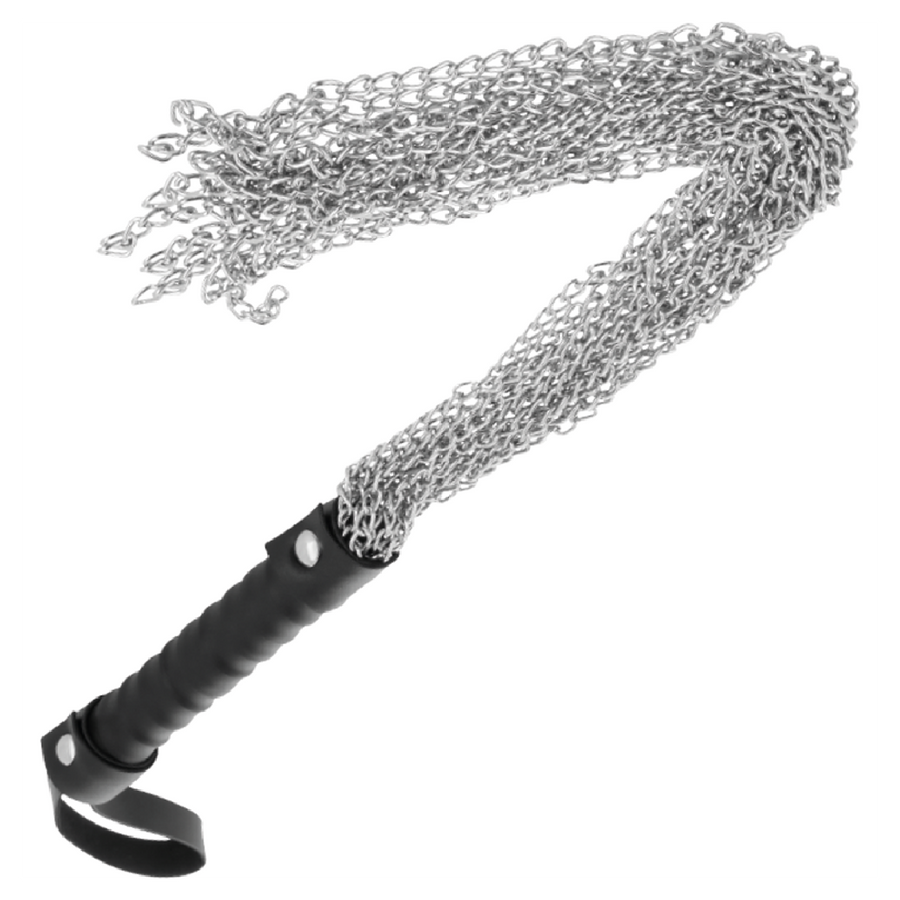DARKNESS Frusta Bondage BDSM in Metallo Nera con Impugnatura