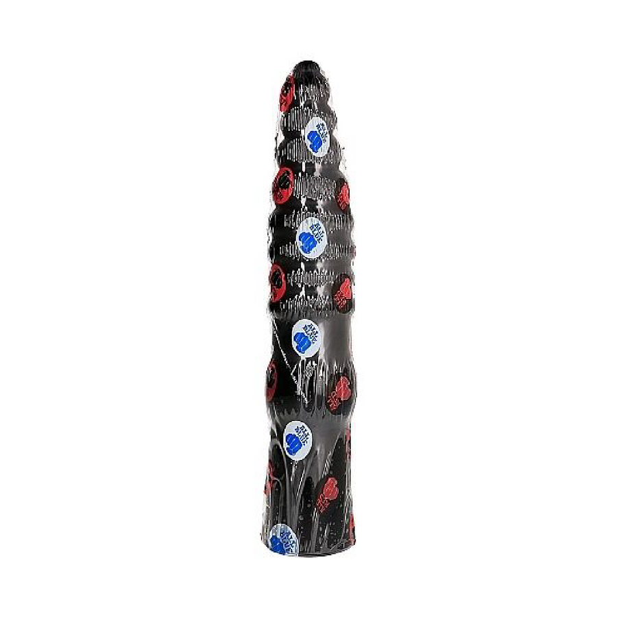 ALL BLACK Dildo Anale XL Scanalato Nero 33 cm Ø 6 cm