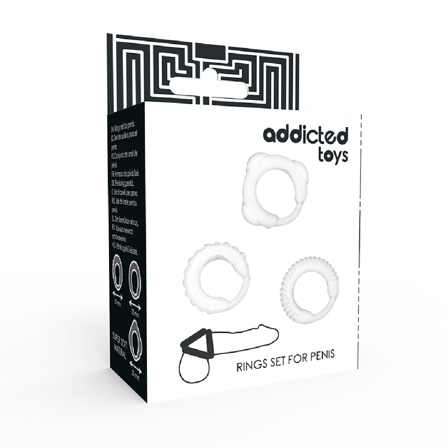Addicted Toys Set C-Ring Trasparente 3 Anelli Supporto Erezione