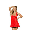 Babydoll rosso a lacci con fantasia floreale Subblime, perizoma incluso