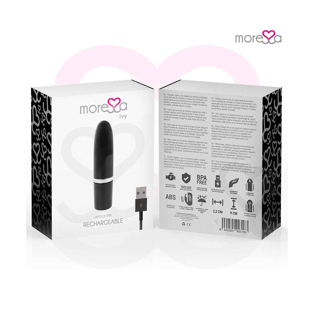 MORESSA Ivy – Vibratore Stimolatore da Viaggio Nero IPX7 Silenzioso