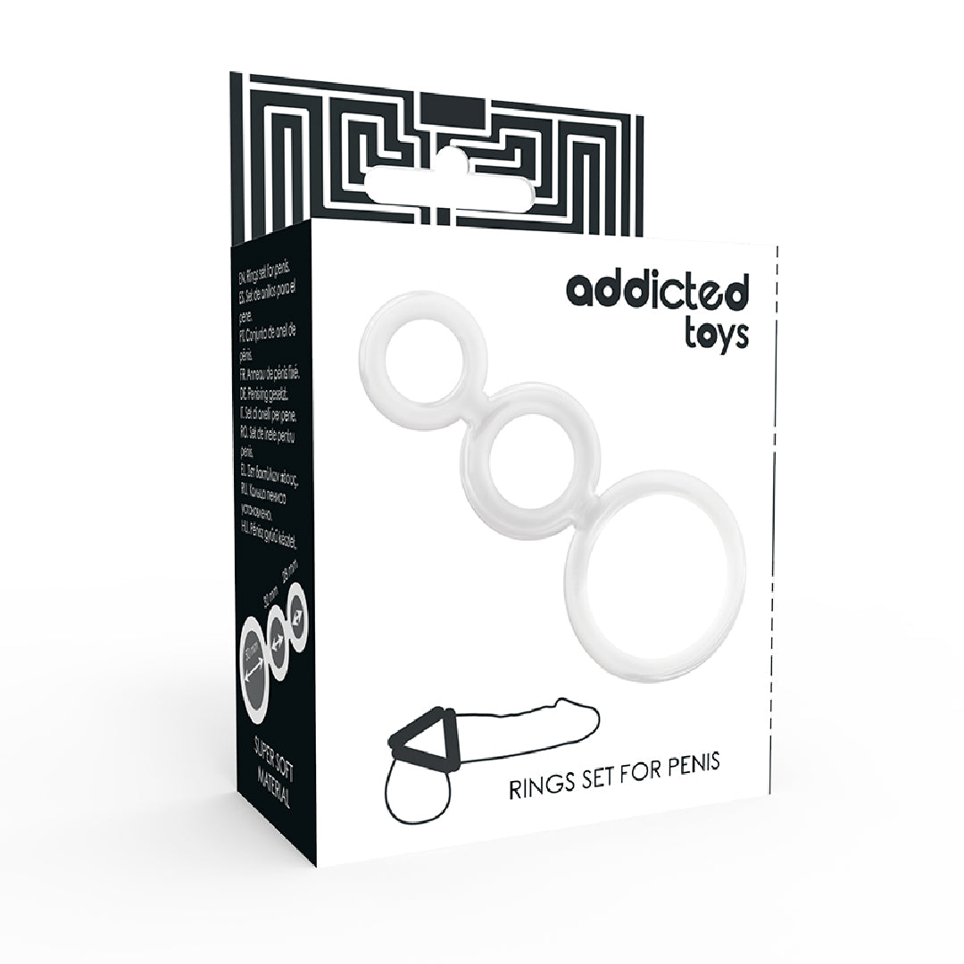 Addicted Toys Set 3 Anelli Pene Trasparenti Supporto Erezione