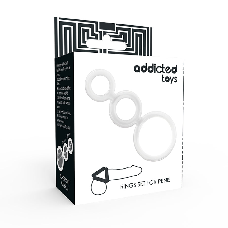 Addicted Toys Set 3 Anelli Pene Trasparenti Supporto Erezione