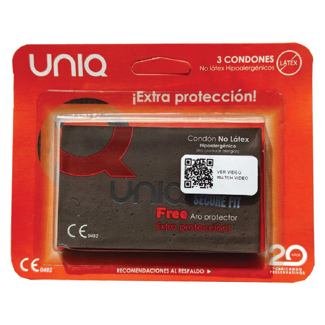 UNIQ SecureFit preservativi senza lattice ultrasottili 3 pezzi
