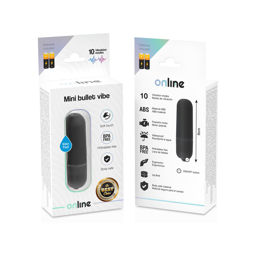 ONLINE Mini proiettile vibrante nero con 10 vibrazioni impermeabile