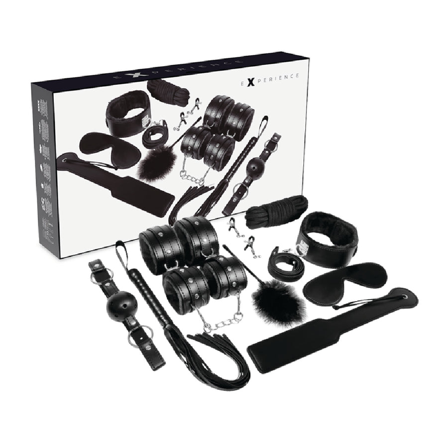 Experience Kit BDSM Serie Nera 11 Accessori Bondage in Pelle Sintetica
