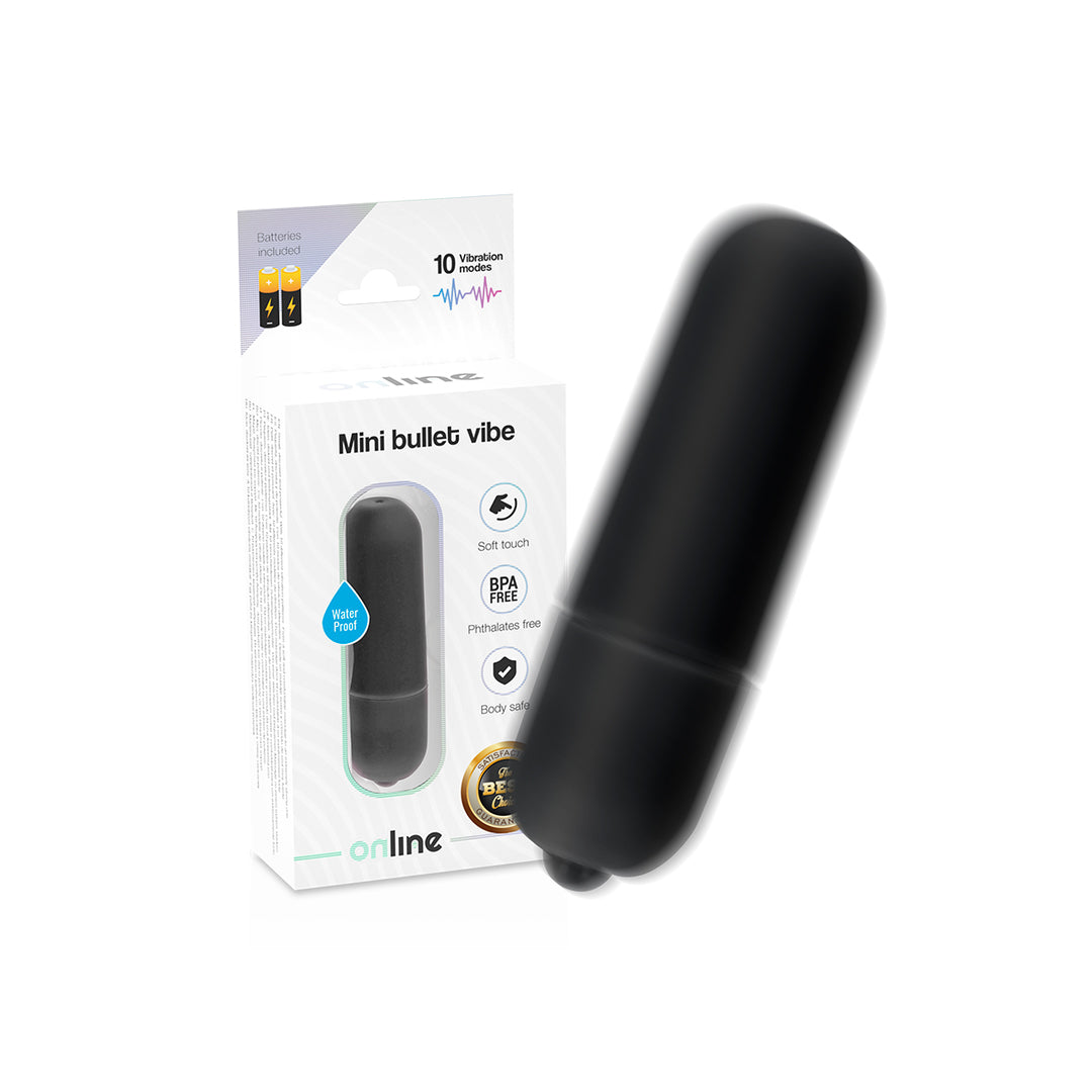 ONLINE Mini proiettile vibrante nero con 10 vibrazioni impermeabile