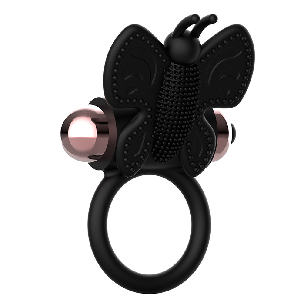 Coquette Chic Desire Anello Vibrante Farfalla Silicone Nero Oro
