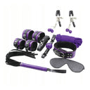 SecretPlay Kit BDSM 8 Pezzi Viola/Nero con Manette, Collare e Frusta