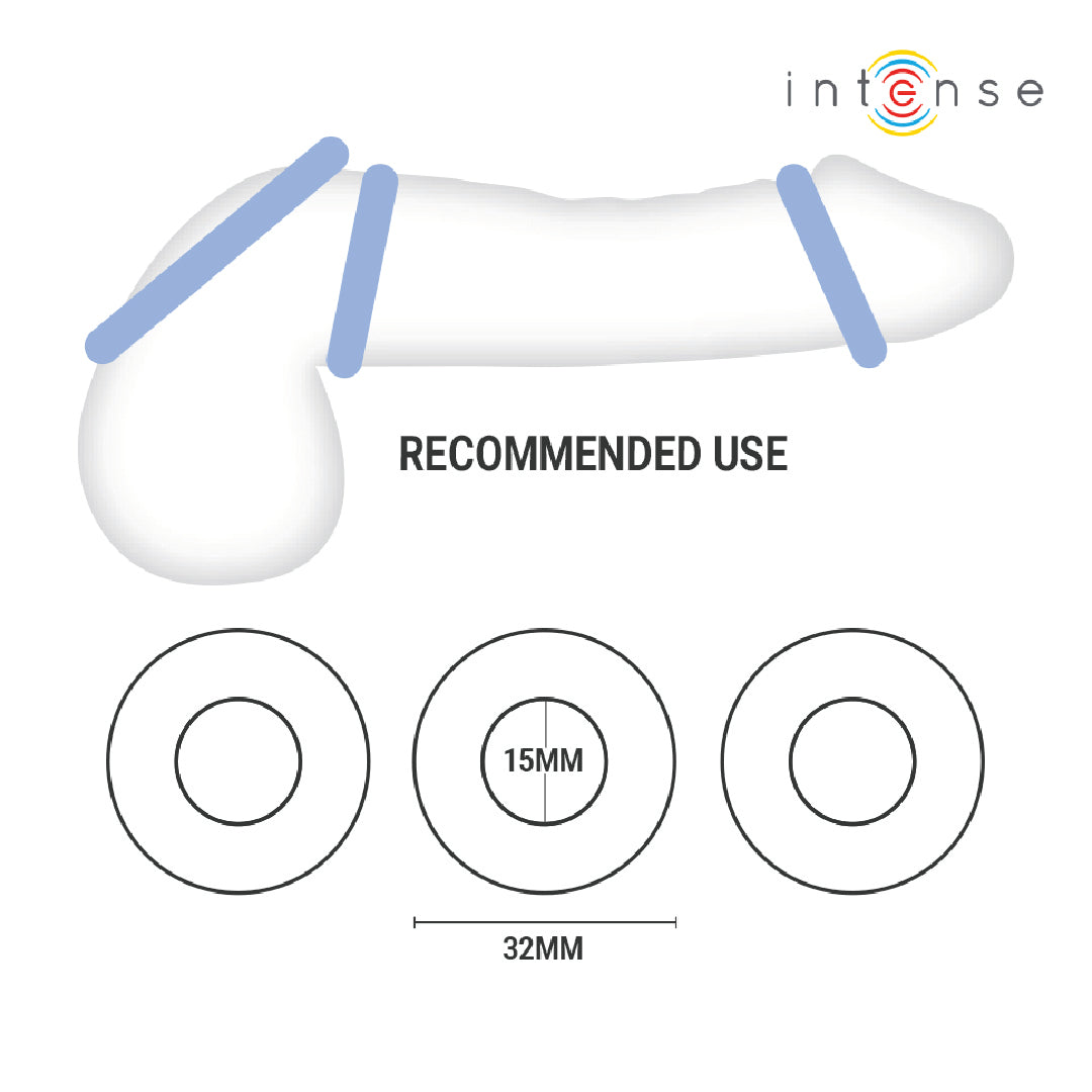 INTENSE Wick set 3 anelli per pene in silicone medicale multicolore