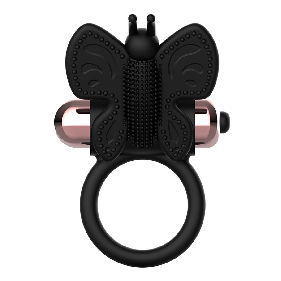 Coquette Chic Desire Anello Vibrante Farfalla Silicone Nero Oro