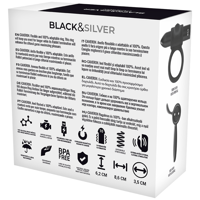 Black&Silver CameronMe Anello Vibrante con Orologio Telecomando – immagine 7