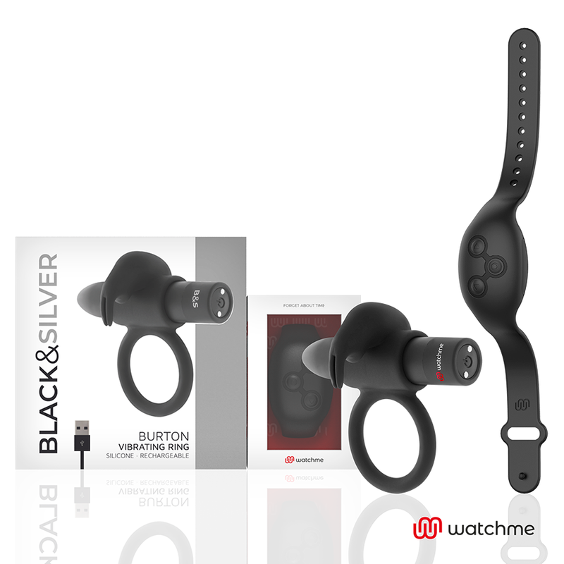 Black & Silver BurtonMe Anello Vibrante Ricaricabile con Telecomando a Orologio Nero – immagine 3