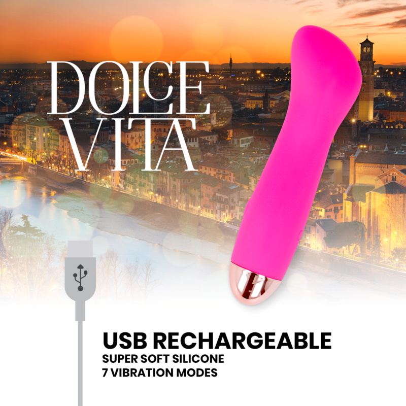 Dolce Vita One Vibratore Ricaricabile in Silicone Rosa – immagine 5