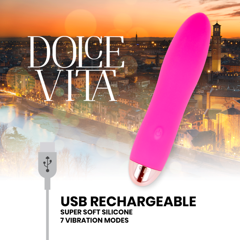 Dolce Vita Four Vibratore Ricaricabile in Silicone Rosa – immagine 4