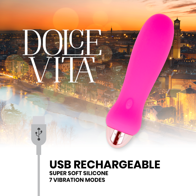 Dolce Vita Five Vibratore Ricaricabile in Silicone Rosa – immagine 4