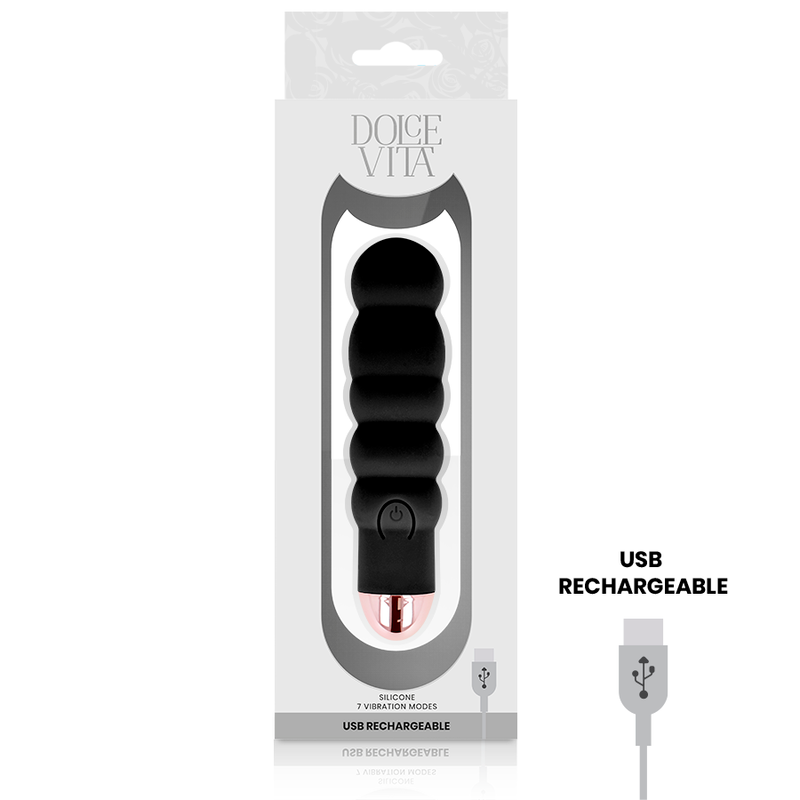 Dolce Vita Six Vibratore Ricaricabile in Silicone Nero – immagine 3