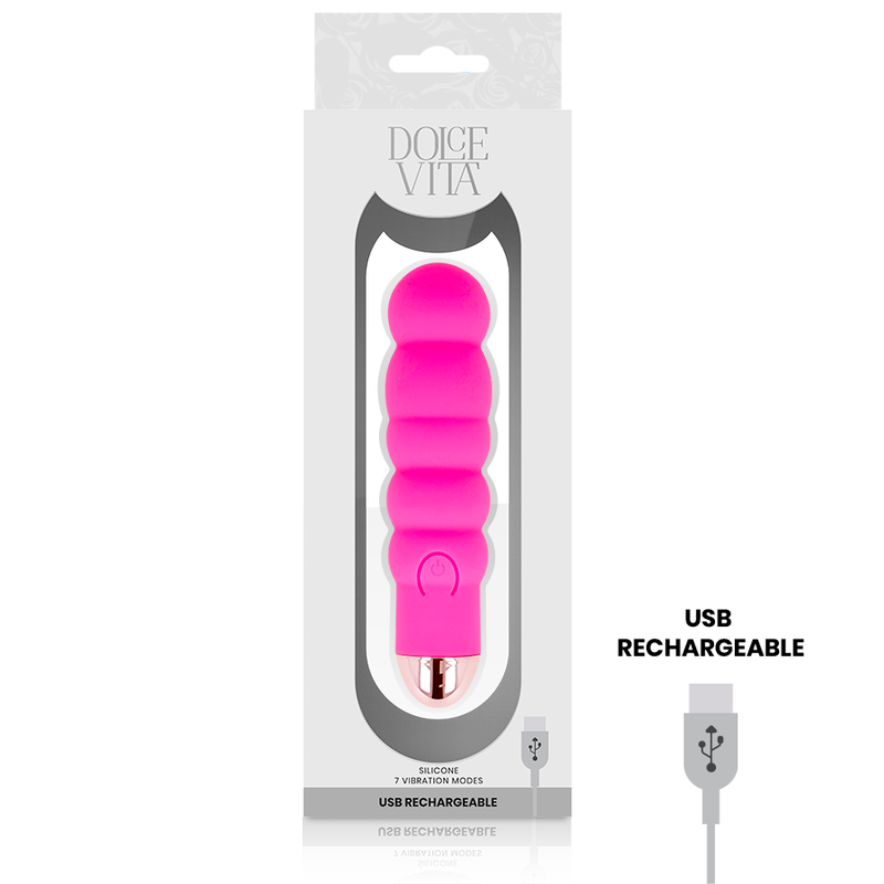 Dolce Vita Six Vibratore Ricaricabile in Silicone Rosa – immagine 3