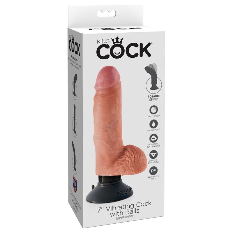 King Cock Dildo Vibrante Realistico con Testicoli 17,78 cm – immagine 7
