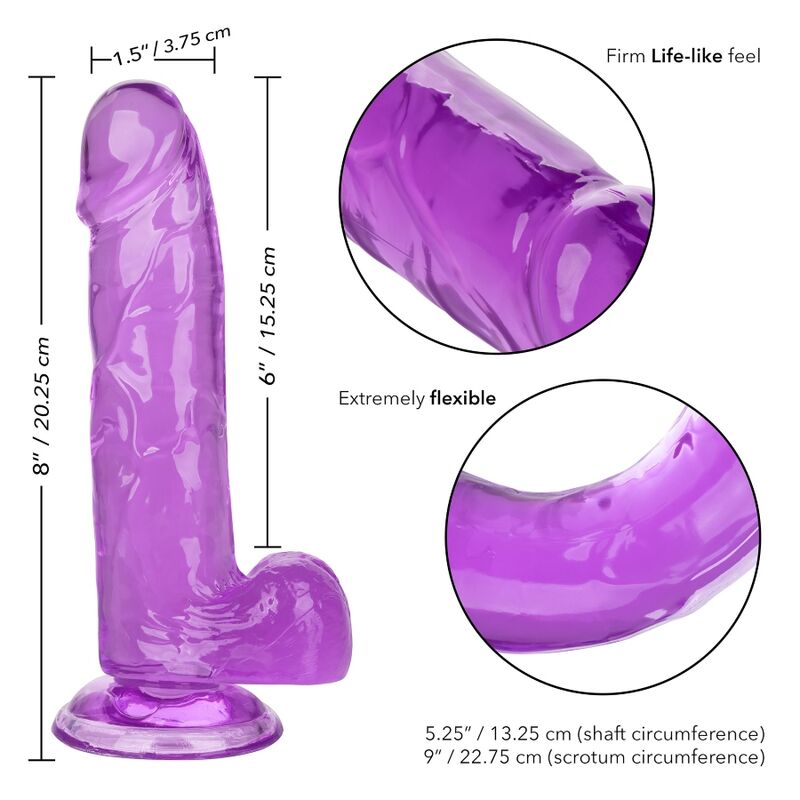 CalExotics Size Queen Dildo con Ventosa 20,25 cm Viola – immagine 6