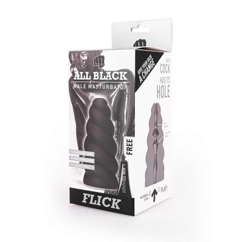 All Black Flick Masturbatore Maschile 17 cm – immagine 2