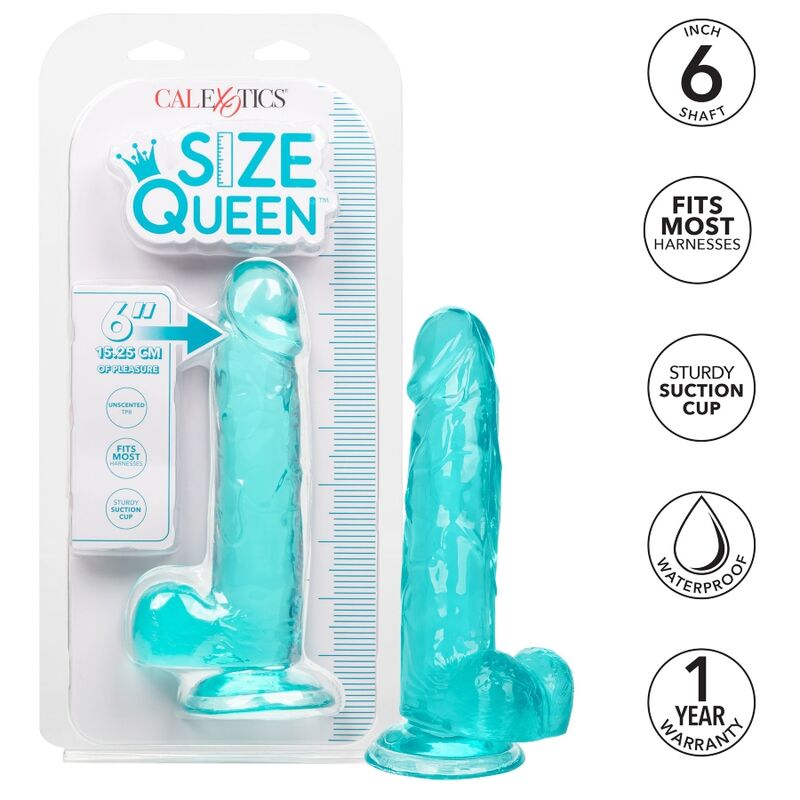 CalExotics Size Queen Dildo con Ventosa 20,25 cm Blu – immagine 3