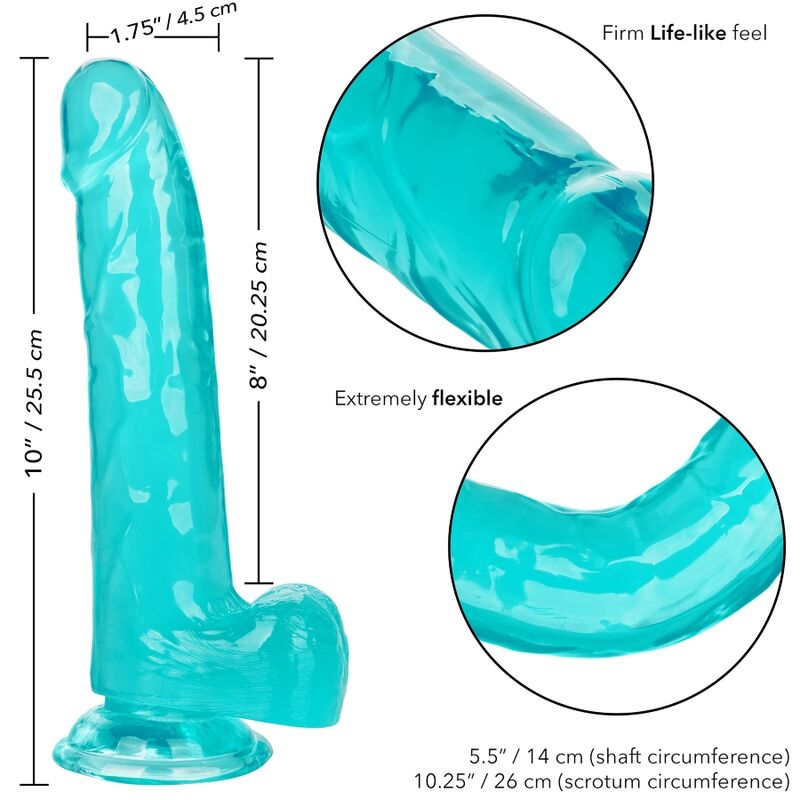 CalExotics Size Queen Dildo con Ventosa 25,5 cm Blu – immagine 6