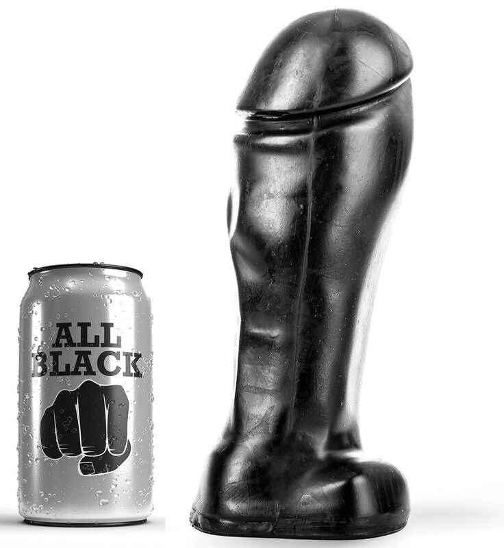 All Black Dildo Testa Larga con Testicoli 22 cm