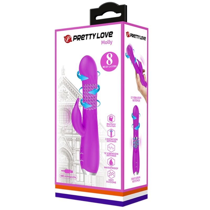 Pretty Love Molly Vibratore Rabbit Rotante Ricaricabile Viola – immagine 7