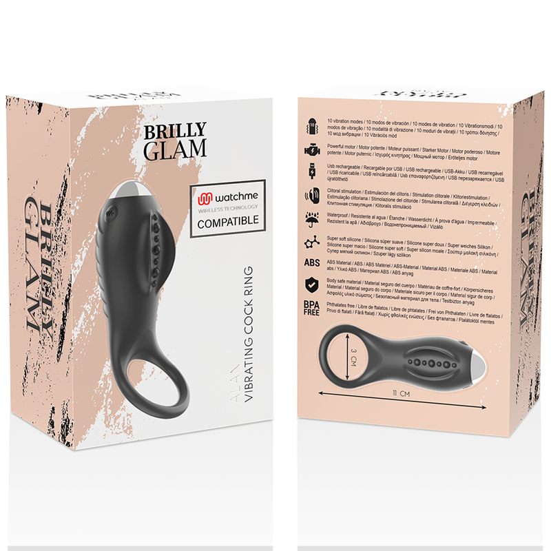 Brilly Glam Alan Anello Vibrante con Guaina e Telecomando WatchMe – immagine 11