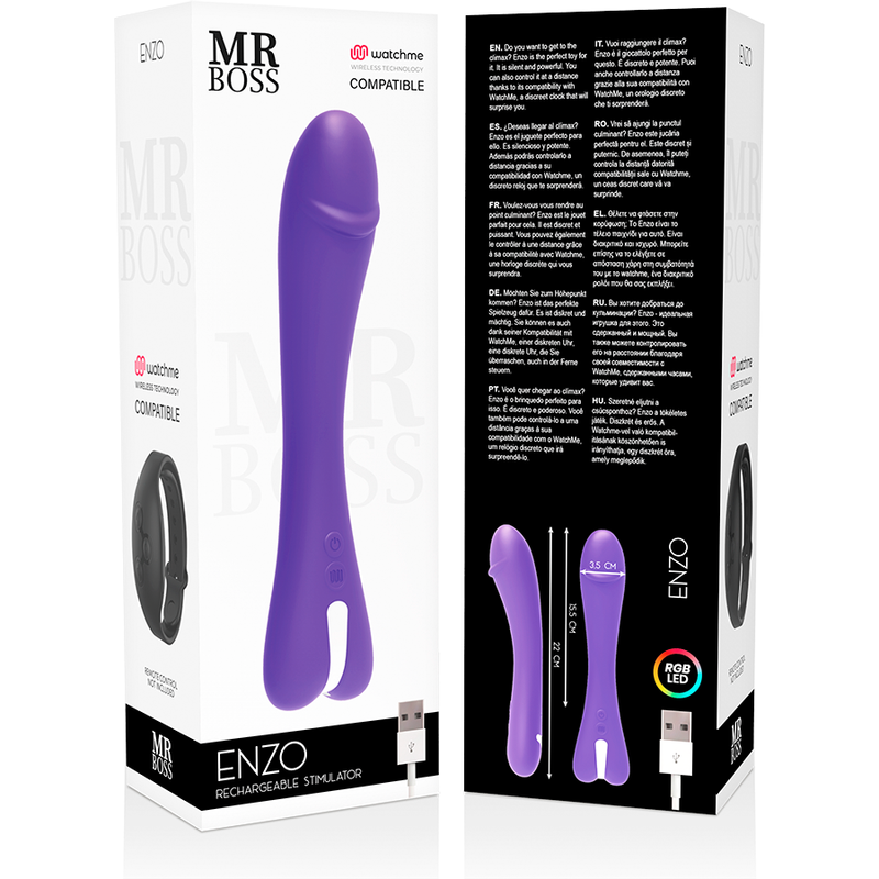 Mr. Boss Enzo Vibratore con Telecomando WatchMe Viola – immagine 10
