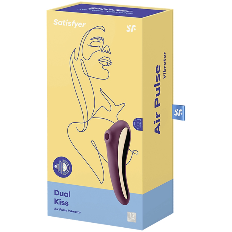 Satisfyer Dual Kiss Vibratore a Doppia Stimolazione Con Onde d'aria Rosso Vino – immagine 4
