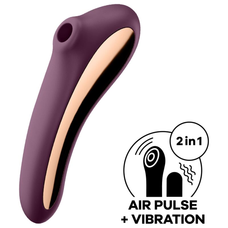 Satisfyer Dual Kiss Vibratore a Doppia Stimolazione Con Onde d'aria Rosso Vino – immagine 2