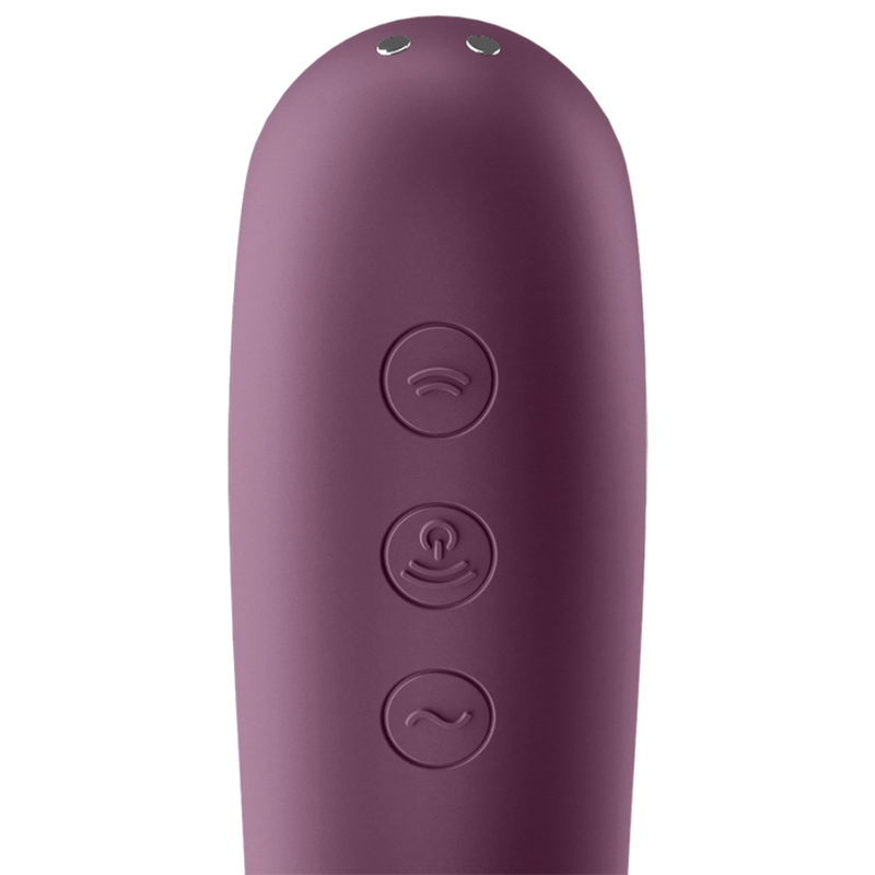 Satisfyer Dual Kiss Vibratore a Doppia Stimolazione Con Onde d'aria Rosso Vino – immagine 3