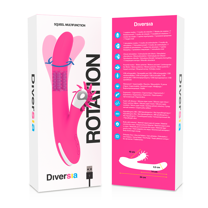 Diversia Bunny Rotation Vibratore Rabbit Ricaricabile 24 cm – immagine 9