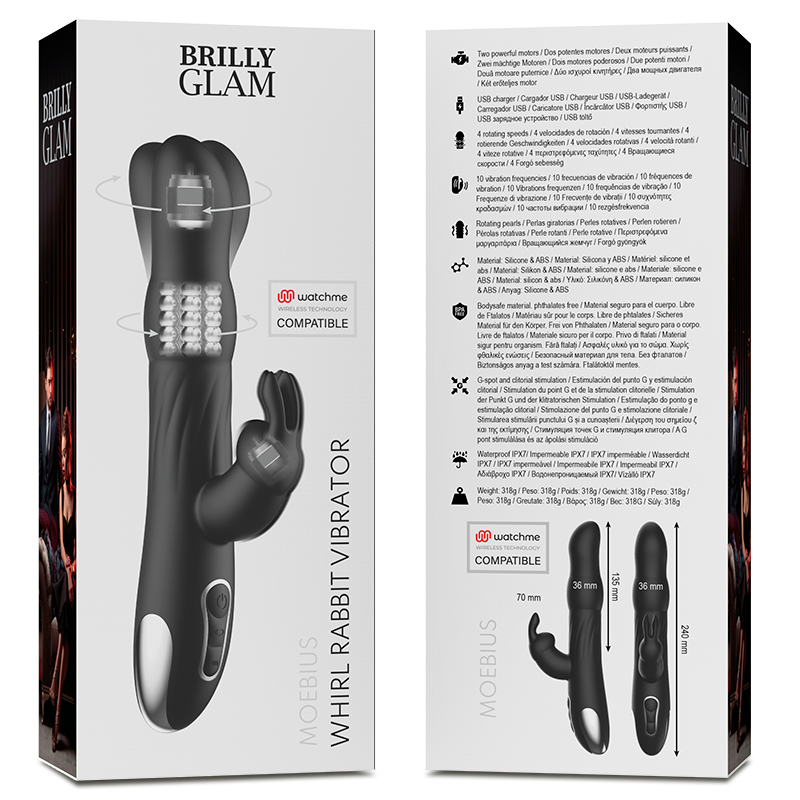 Brilly Glam Moebius Vibratore Rabbit Rotante con Telecomando WatchMe – immagine 7
