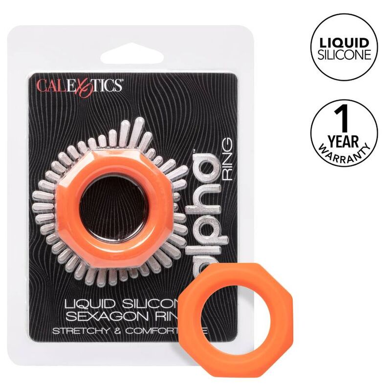 CalExotics Alpha Sexagon Anello in Silicone Liquido Arancione – immagine 3