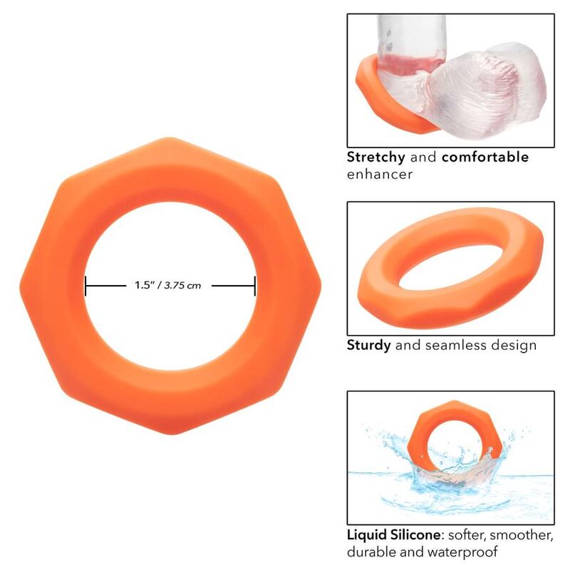 CalExotics Alpha Sexagon Anello in Silicone Liquido Arancione – immagine 4