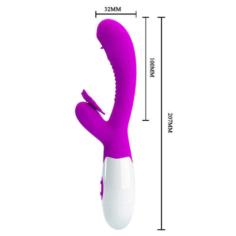 Pretty Love Moth Vibratore Rabbit con Lingua e Farfalla Lilla – immagine 3