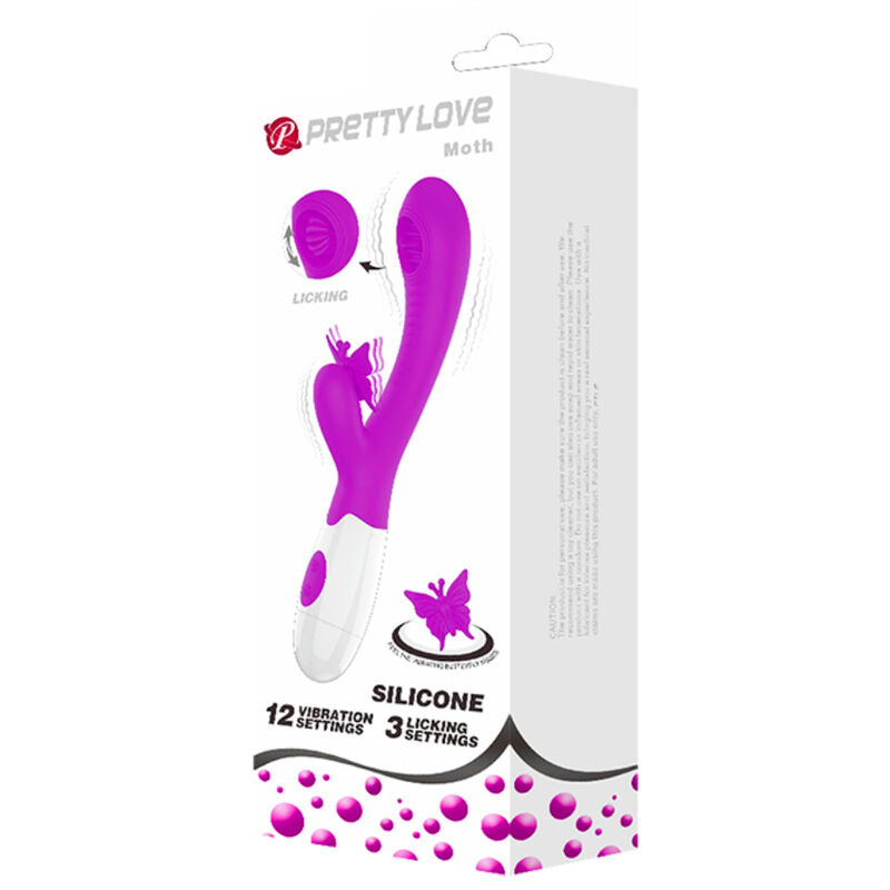 Pretty Love Moth Vibratore Rabbit con Lingua e Farfalla Lilla – immagine 5