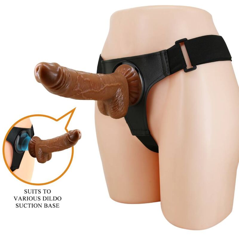 Pretty Love Slip Strap-On Universale con Dildo Micheal 20 cm Marrone – immagine 2