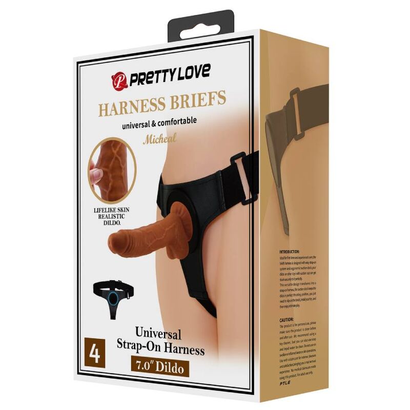 Pretty Love Slip Strap-On Universale con Dildo Micheal 20 cm Marrone – immagine 10