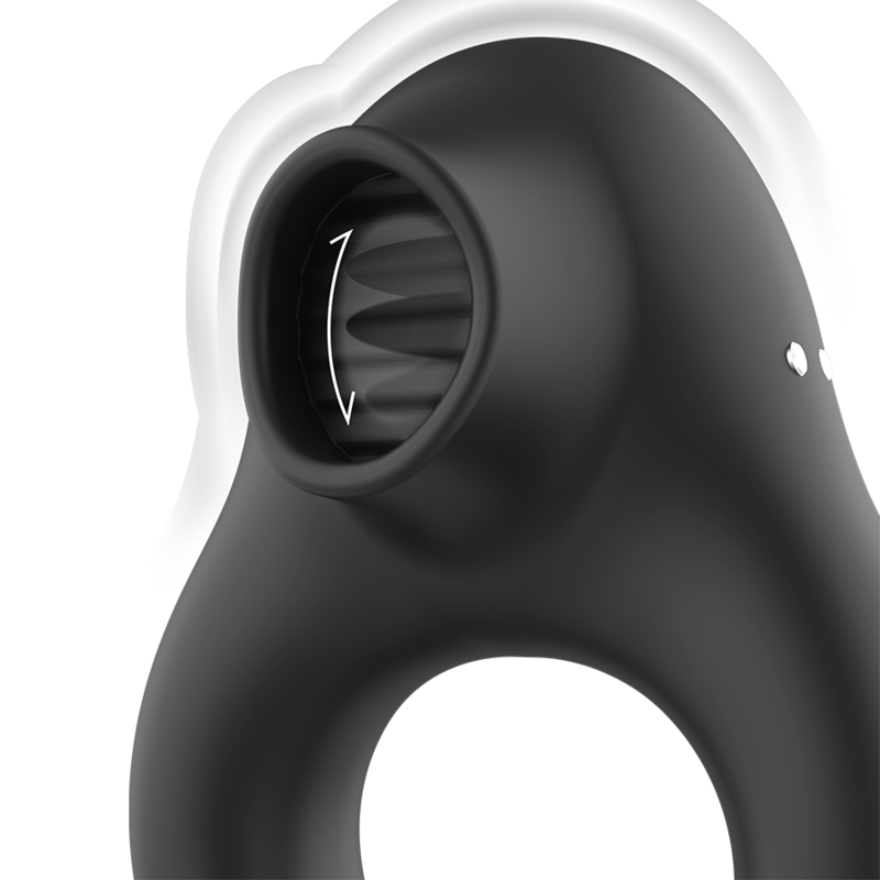 Black & Silver Licking Anello Vibrante con Lingua Ricaricabile Nero – immagine 5